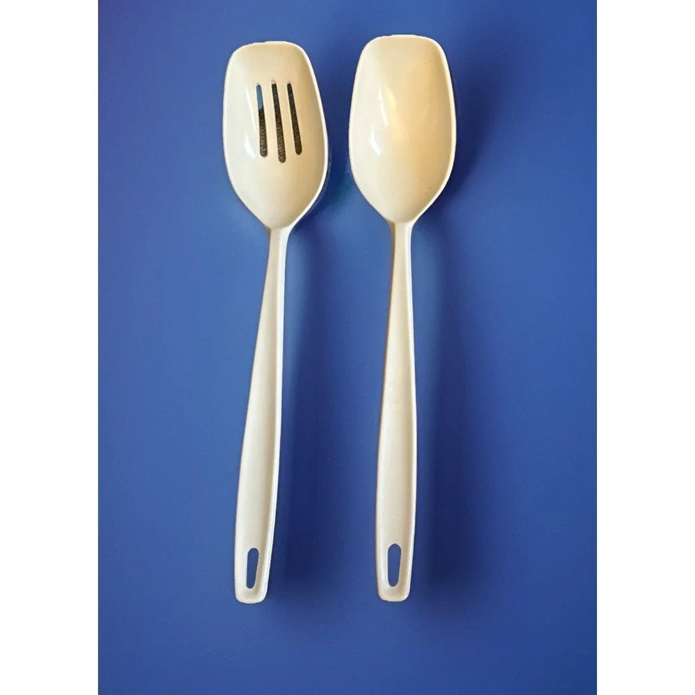 Vtg Foley Nylon Slotted & Solid Basting Serving Spoon Ivory Cream‎ Off White Lot